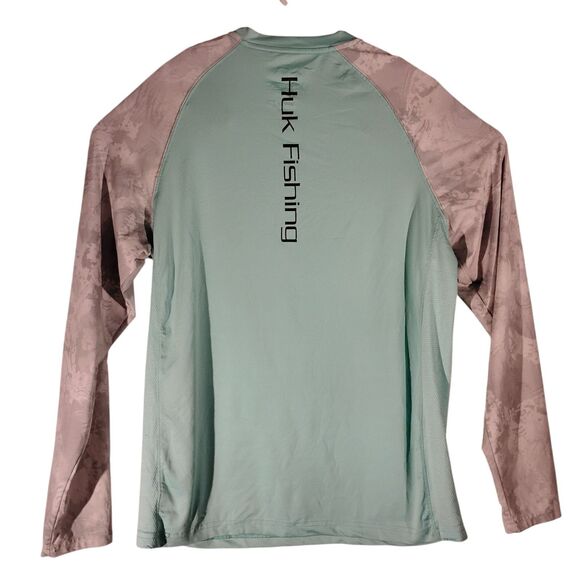 Huk tshirt mens S Small blue long sleeve fishing performance graphic stretch - Picture 2 of 8